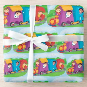 Children On An Alphabet Train Wrapping Paper
