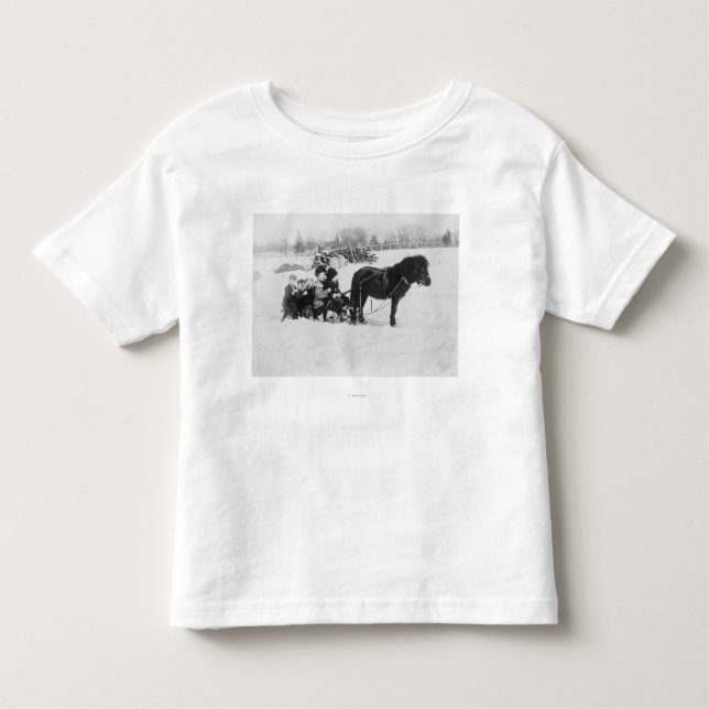 Children on Pony Drawn Sled Photograph Toddler T-Shirt (Front)