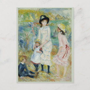Children on Seashore Guernsey Renoir Postcard