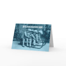 Children on Sled Greeting Card