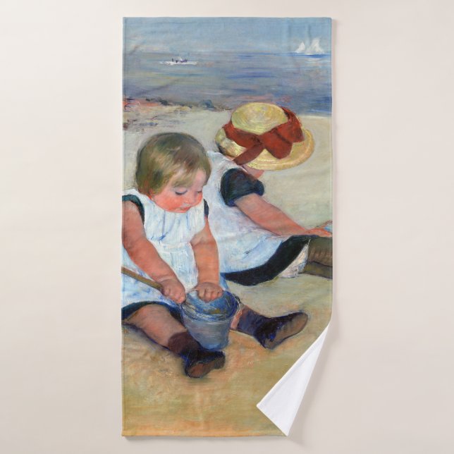 Children on the Beach, Cassatt Bath Towel (Bath Towel)
