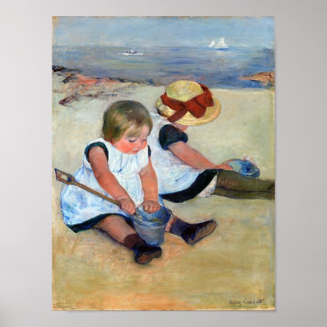 Children on the Beach, Cassatt Poster (Front)