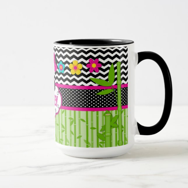 Children Panda Bear Monogram Personalised Name Mug (Right)