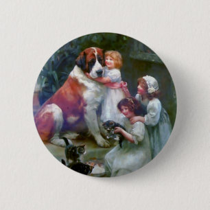 Children Pets Dog Cats Painting 6 Cm Round Badge