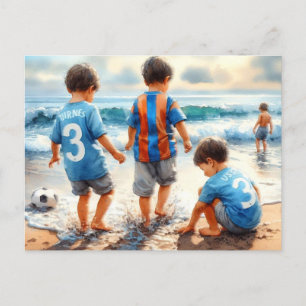 Children Playing at the Beach,  Postcard