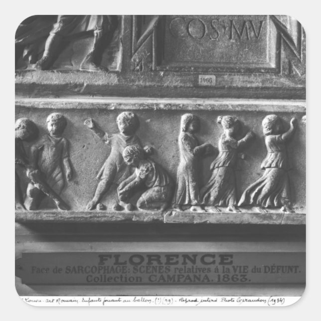 Children Playing Ball Games, fragment Square Sticker (Front)