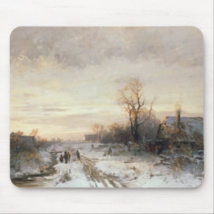 Children playing in a winter landscape mouse pad