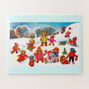 Children playing in the snow jigsaw puzzle