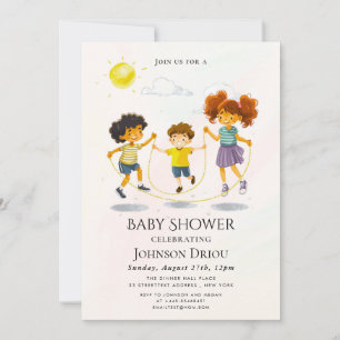 Children Playing on a Rope Kids Party Invitation