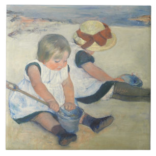 Children Playing on the Beach, 1884 Ceramic Tile