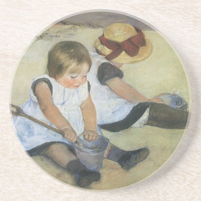 Children Playing on the Beach by Mary Cassatt Coaster (Front)