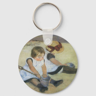 Children Playing on the Beach by Mary Cassatt Key Ring