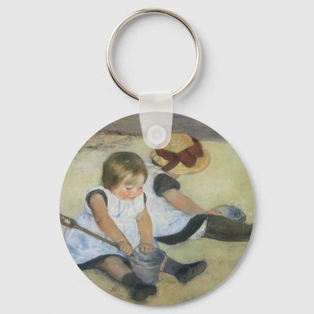 Children Playing on the Beach by Mary Cassatt Key Ring (Front)