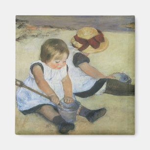 Children Playing on the Beach by Mary Cassatt Magnet