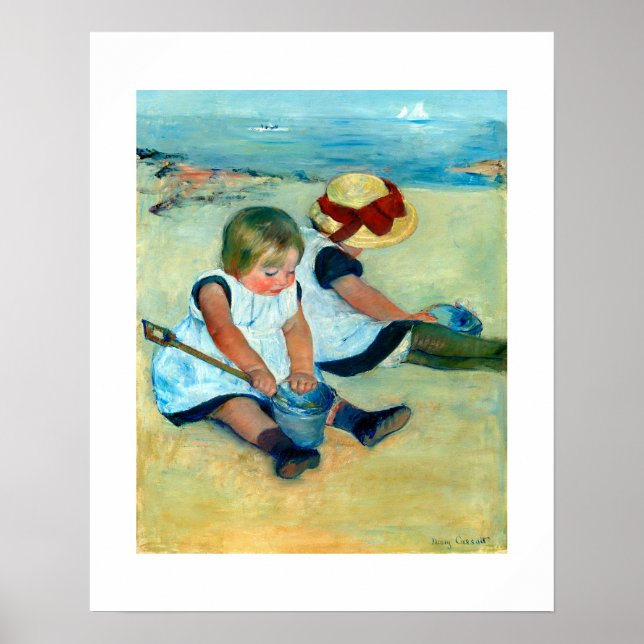 Children Playing on the Beach by Mary Cassatt Poster (Front)