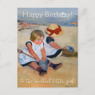 Children Playing on the Beach Happy birthday Postcard