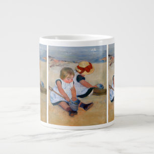 Children Playing on the Beach Large Coffee Mug