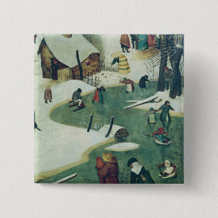 Children Playing on the Frozen River 15 Cm Square Badge
