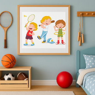 Children Playing Sport Poster