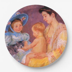 Children Playing with a Cat (by Mary Cassatt) Paper Plate