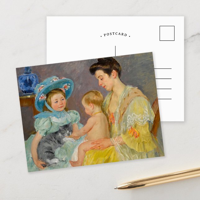 Children Playing with a Cat | Mary Cassatt Postcar Postcard (Creator Uploaded)