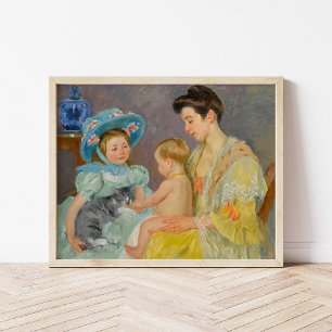 Children Playing with a Cat Mary Cassatt Poster