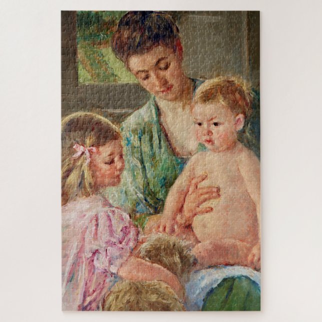 Children Playing with a Dog by Mary Cassatt Jigsaw Puzzle (Vertical)