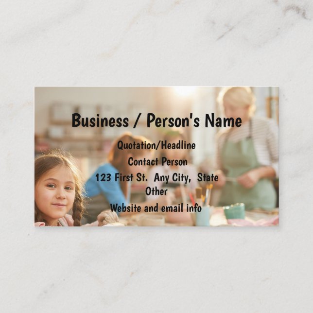 Children Pottery Craft Art Classes Custom Business Business Card (Front)