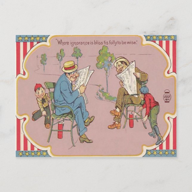 Children Prank Men Fireworks Firecracker Postcard (Front)