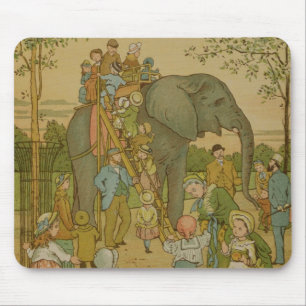 Children Riding on the Elephant (litho) Mouse Pad