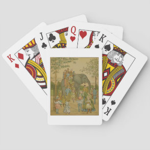 Children Riding on the Elephant (litho) Playing Cards