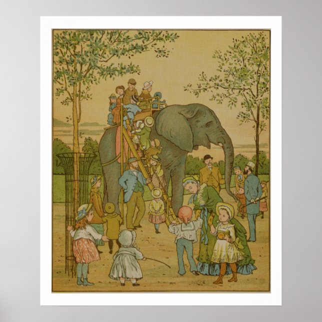 Children Riding on the Elephant (litho) Poster (Front)