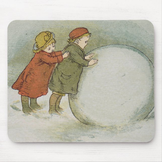 Children Rolling Snowballs Mouse Pad (Front)