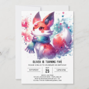 Children Rustic Fox Birthday Invitation