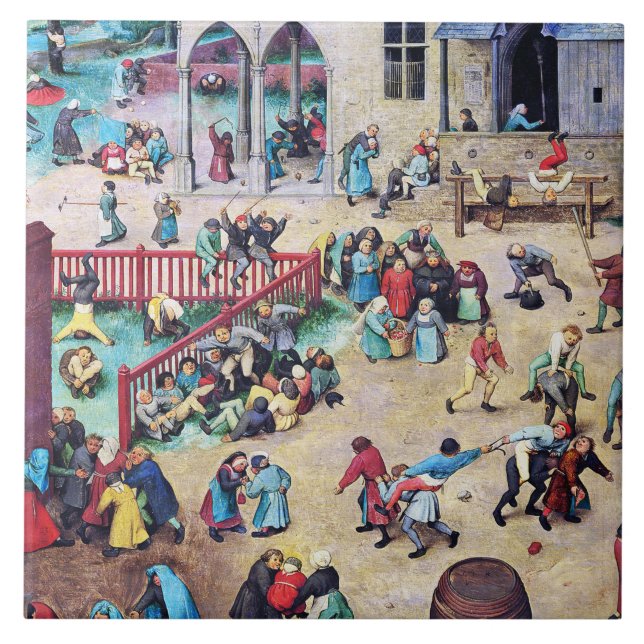 Children’s Games, Pieter Bruegel Ceramic Tile (Front)