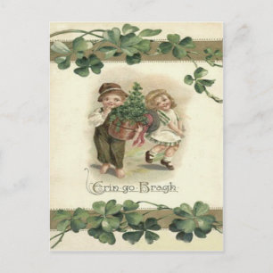 Children Shamrock Erin Go Bragh Postcard