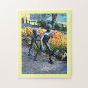Children skating jigsaw puzzle