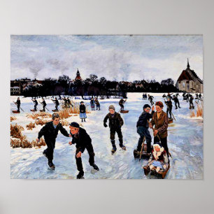 Children skating outside faborg poster