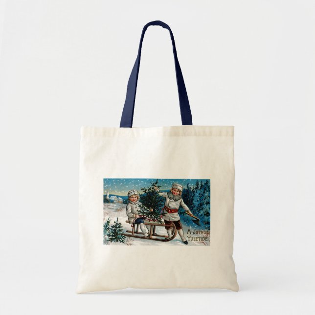 Children Sledding Tote Bag (Front)