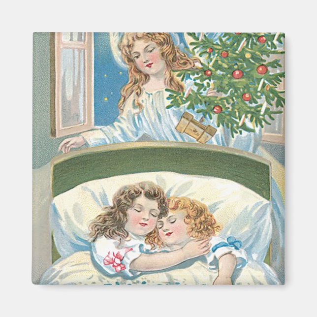 Children Sleeping Angel Christmas Tree Window Magnet (Front)