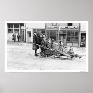 Children Sleigh Seward Alaska 1912 Poster