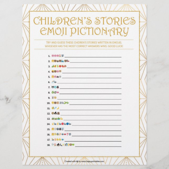 Children Stories Emoji Pictionary [Golden Lines] Custom Letterhead (Front)