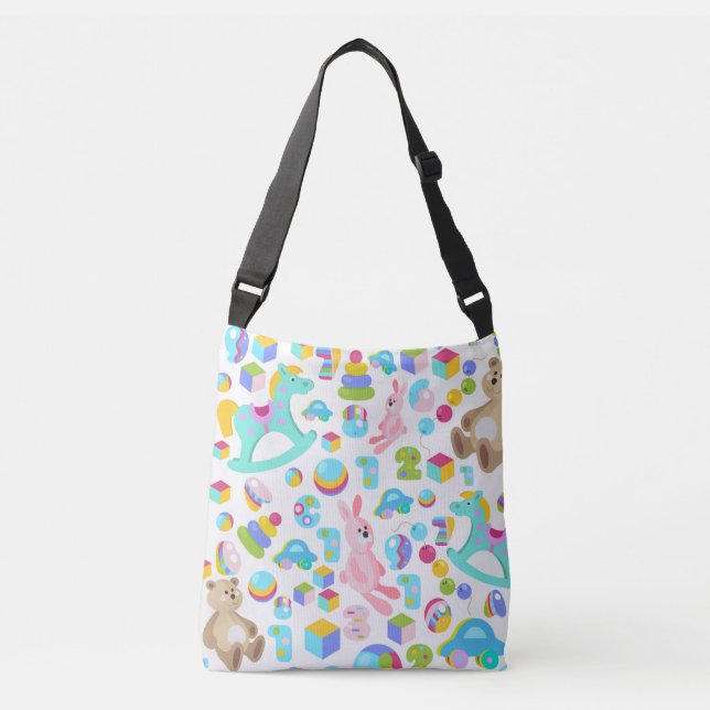 Children Toy Pattern With Teddy Bear Crossbody Bag (Front)