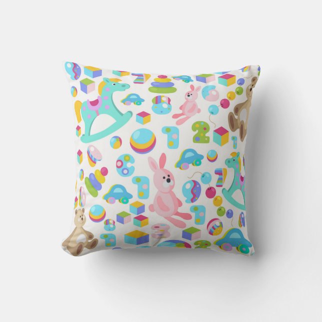 Children Toy Pattern With Teddy Bear Cushion (Front)