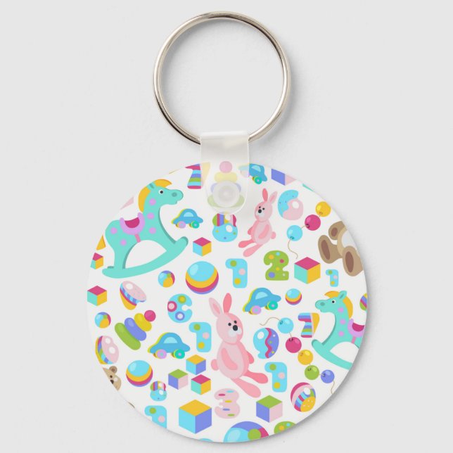 Children Toy Pattern With Teddy Bear Key Ring (Front)