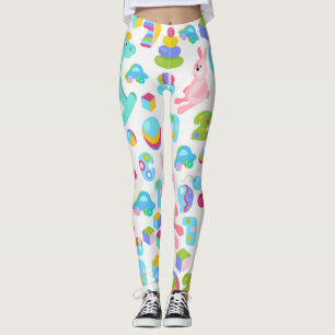 Children Toy Pattern With Teddy Bear Leggings