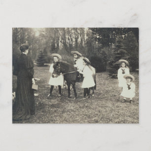 Children Tsar & Tsarina of Russia with pony - OTMA Postcard