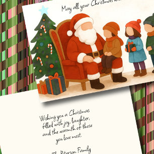 Children Visiting Santa Before Christmas Card