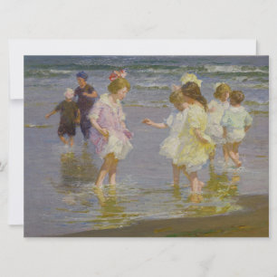 Children Wading on the Beach (by E.H. Potthast) Card