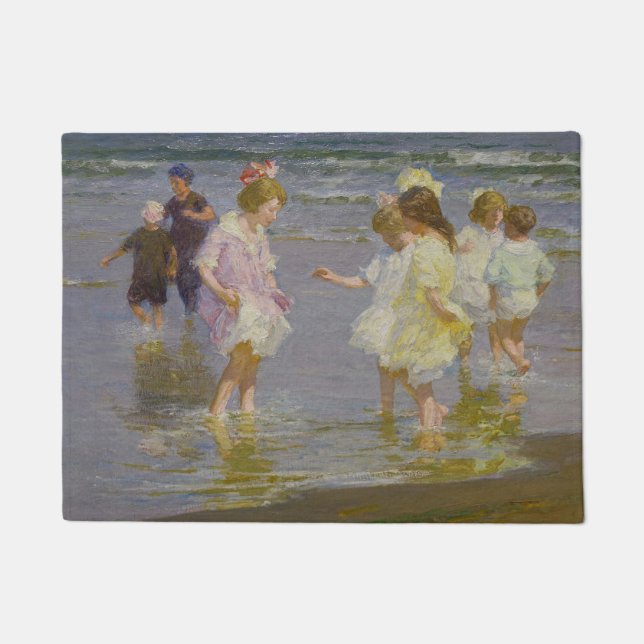 Children Wading on the Beach (by E.H. Potthast) Doormat (Front)